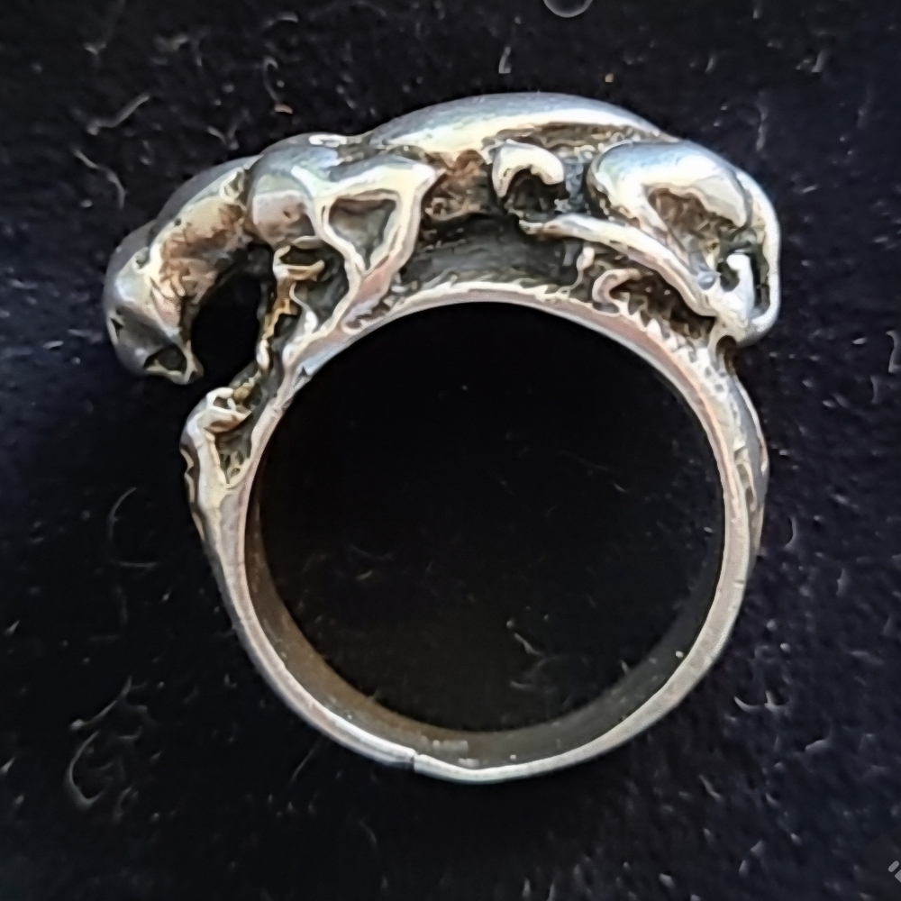 vintage Sterling Silver Animal Design Cat Panther Leapard Ring Size 7 Jewelry - Picture 1 of 9